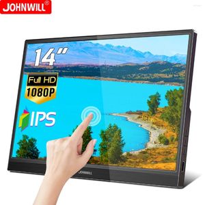 İnç Taşınabilir Monitör 1920 1080 60Hz IPS PC Telefon Mac Xbox PS 4 5 Anahtar için LCD Dokunmatik Ekran Oyunları