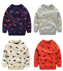 Autumn Winter Sticked Toddler Boy Sweater Casual Spring Cartoon Dinosaur Mönster Varma bomullspojkar Tröjor Pullovers Children1738124