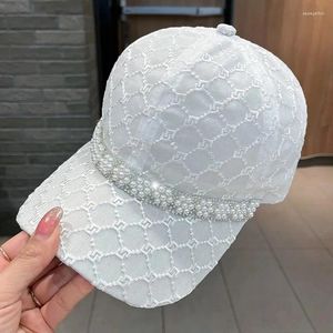 Ball Caps Fashionable Mesh Breathable Sun Hat Female Rhinestone Pearl Spring And Summer Shading Cap Street Sunscreen Baseball