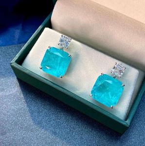 925 Sterling Silber Ohrringe Paraiba Blaue Ohrringe für Damen05284002