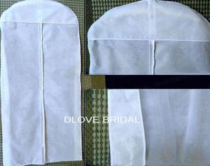 Ny No Signage Cheap All White Wedding Evening Dress Dust Coat Storage Bag Högkvalitativ brudtillbehör i Stock Real Po8773337