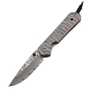 High End CR Small Folding Knife Damascus Steel Blade CNC TC4 Titanium Alloy Handle Outdoor EDC Pocket Folder Knives Survival Gear