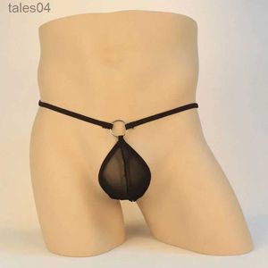 Majtki majtki Mężczyźni koronkowe bieliznę wybrzuszenie penisa torebka t-black g-string u męskie majtki przezroczyste fetysz porno egzotyczne męskie bielizny yq240218