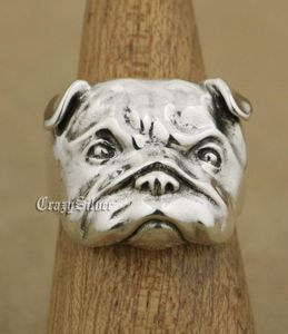 Liningion 925 Sterling Silver Cute Shar Pei Charms Dog Ring Ta33米国サイズ7〜159092874