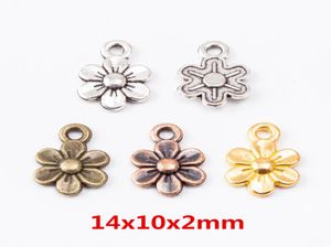 100 Stück 1410 mm silberfarben Roségold Pflaumenblüten-Charms antike Bronze Metallanhänger für Armband-Ohrring-DIY-Schmuckherstellung 8024163