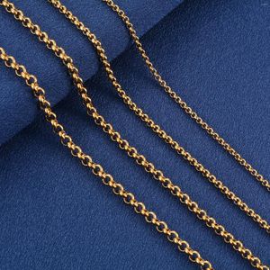 Correntes cor de ouro banhado redondo rolo link o cadeia longa colar de aço inoxidável acessórios de jóias para homens mulheres gargantilha no pescoço diy