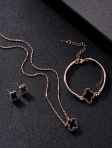 pendants clover Bracelet Necklace Earring Jewelry Set lovely fashion gift for women1460789