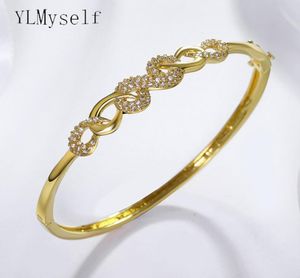 Nuovo braccialetto CZ di moda biancoColore oro con piccoli zirconi chiari pulsaira feminina Bracciali gioielli eleganti bangles1646548