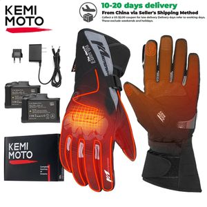 Kemimoto aquecido luvas da motocicleta inverno moto aquecido luvas quentes à prova dwaterproof água recarregável aquecimento luvas térmicas para snowmobile 240127