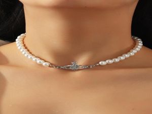 Chokers Creative Temperament Short Pearl Necklace Women Simple Diamond Pendant Fashion Lady Jewelry3083277