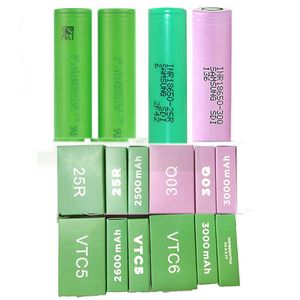 INR18650 25R 30Q VTC5 VTC6 18650 Batteri 2500mAh 2600mAh 3000mAh Grön laddningsbara litiumbatterier för Samsung IMR i Stock Sony