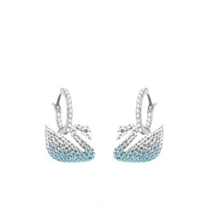 Swarovskis Ohrringe Designer Damen Original Qualität Charm Licht Luxus Mode Farbverlauf Blau Ohrringe Einzigartig voller Diamant Ohrringe weiblich