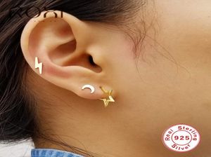 Roxi 925 Sterling Gümüş Gümüş Mücevher İle Saplamalı Saplama Mücevher İçi Boş Beş Noktalı Yıldız Küpeler Piercing Ear Studs2419509