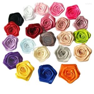 Flores decorativas 10 tamanhos 45mm poliéster enrolado rosa flor acessórios para meninas e mulheres rosetas/artesanato álbum de recortes