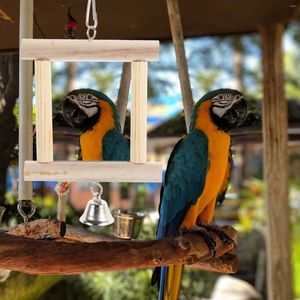 Outros suprimentos de pássaros gaiola espelho pendurado brinquedo de papagaio suspendendo acessório de calopsita com sino