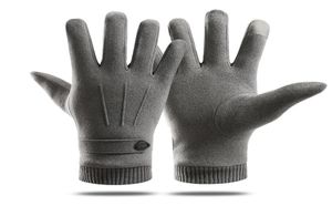 Зимние теплые замшевые мужские перчатки с сенсорным экраном и бархатом внутри, модные простые утепленные мужские перчатки с защитой от холода7004533