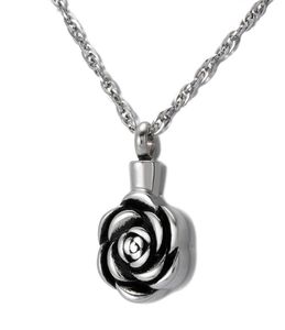 Cremation Jewelry Rose Urn Necklace For Ashes Keepsake Memorial Pendant Locket Rostfritt stål Vattentät Remembrance Halsband1816153