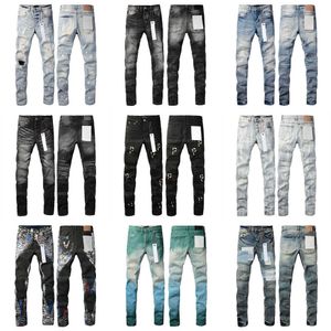 Roxo homens designer jeans calças pretas calças jeans moda casual streetwear fino acabamento médio cintura magro perna reta calça roupas dos homens