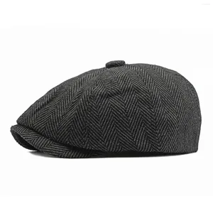 Berets homens boina chapéu headwear casual britânico golfe inverno clássico boné plano taxista para dirigir viajar pesca acampamento ao ar livre