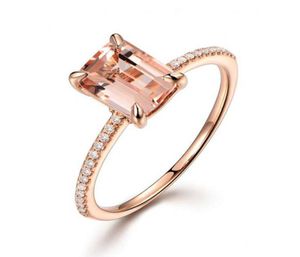 1 par2st är värt att köpa utsökta blommiga ringar set Slim Princess Morganite Proposal smycken Birthday Party Wedding Gift8261996