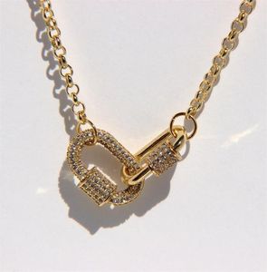 Peri039sBox золотой цвет двойной круг карабин ожерелья микро брусчатка CZ камень ожерелья для женщин булавка минималистское ожерелье 20129372319