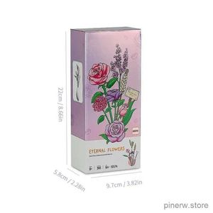 Blöcke Blumenstrauß Mini Rosa Rose Lavendel 547-teiliges Baustein-Set, kreative Heimdekoration, Spielzeug-Set, Jubiläumsgeschenke mit Box