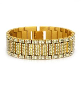 HXC HipHop Rap Bracelet Men039s domineering exaggerated diamond bracelet watch belt bamboo bracelet8604972
