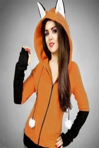 Cadılar Bayramı Cosplay Costume Fox Women039s Hoodie Uzun Kollu Tavşan Kulak Hoodie İlkbahar ve Sonbahar Sweatshirt Ceket Y2007066295565