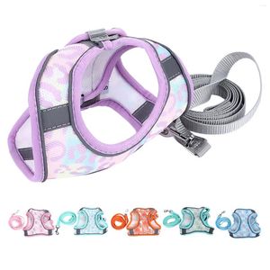 Dog Apparel Pet Harness Vest Leash Set Breathable Adjustable Reflective Walking For Small Medium Dogs