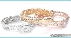 Bangle Bangles Rose Gold Snap Cuff Armband Metal Button Charms smycken Armband för kvinnor ZE0521 Drop Leverans 2021 E2ZRA1465246