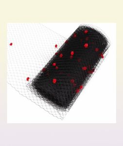 Black Birdcage red dots Veils For women Millinery Hat Mesh Veil fabric nettings material women fascinator DIY Hair accessories 10y5205165