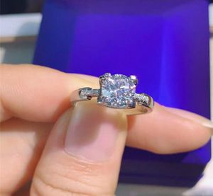 Geoki 925 Sterling Silver Perfect Cut 1CTPassed Diamond Test Moissanite Ring VVS1優れた品質のウェディングリング女性T2009083749582