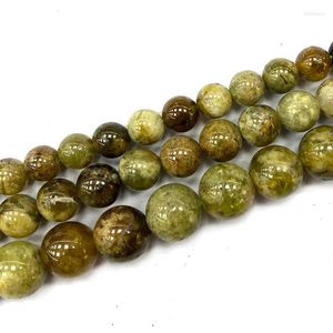Loose Gemstones Fine Natural Round Gemstone Beads Green Garnet DIY Women's Bracelet Necklace For Jewelry Making Charms 6/8/10MM 15''