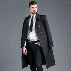 Casacos de Trench Masculinos Windbreaker Outono e Inverno Slim Fit Double Breasted Business Leisure Long Coat Guy's Cape