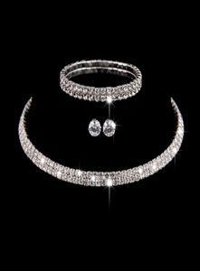 Silver Color Circle Crystal Bridal Jewelry Set African Beads Rhinestone Wedding Necklace Earrings Armband Set for Women5411682