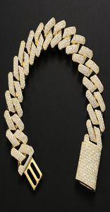 Diamante Miami Prong Cuban Link Chain Pulseiras 14k Ouro Branco Iced Icy Cubic Zirconia Jóias 8 polegadas 9 polegadas Pulseira Cubana dff35241876511