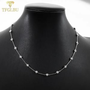 TFGLBU 3mm 2CTTW All Necklace for Women Classic Bubble Clavicular Chain Test Passed 100% S925 Sterling Silver Jewelry 240127