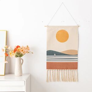 Boho Hanging Tapestry med handgjorda Tassels Dorm El Wall Hanging Cover Filt Home Stay Ramadan Decoration 240125