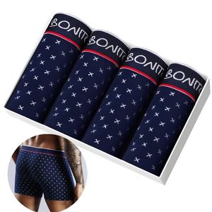 4 pezzi Boxer Mutandine da uomo Mutande Uomo Boxer Intimo di cotone per mutande maschili Uomo di cotone di grandi dimensioni Lotto morbido y240118