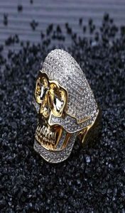 iced out rings for men hip hop luxury designer mens bling diamond gold skull ring 18k gold plated skeleton rapper Ring jewelry lov4265288