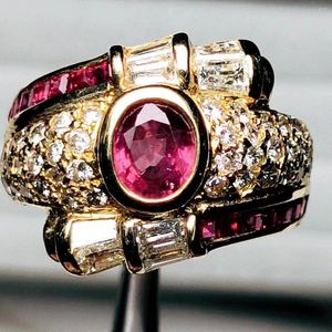 Cluster Rings YB2024 Fine Jewelry Pure 18 K White Gold Natural Red Ruby Gemstones 1ct Female's Wedding Diamonds