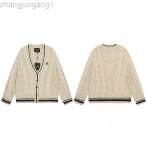 24SS Designer Viviane Westwood Viviennewestwood Hoodie ViVienneQueen Mãe Vivian New Saturn Fried Dough Twists Womens Cardigan Malha Lã