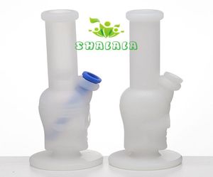 Transparent skalle silikonvattenrör rökningstillbehör med silikon ner 14 mm kvinnliga rör obrottsbara gummihoppningar bong pipes6264957