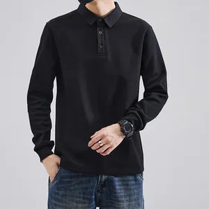 Polo da uomo 2024 Designer di alta qualità Marchio di moda Tinta unita Casual giapponese Polo da uomo Manica lunga Top Abbigliamento uomo