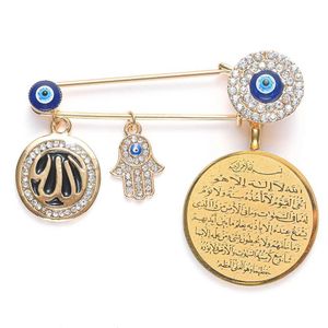 Muslim Islam Turkish Evil Eye Hamsa Hand of Fatima rostfritt stål SCARF HIJAB BROCH BABY PIN 230920