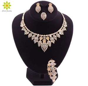 Bridal Gift Nigerian Wedding African Beads Jewelry Set Brand Woman Fashion Dubai Gold Plated Necklace Earrings Set7479551