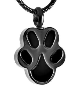 IJD9292 MY Pet Cat Dog Черная лапа с принтом Кремация ювелирные изделия для пепла Носимое ожерелье в виде урны Памятный кулон на память для женщин и мужчин223428260