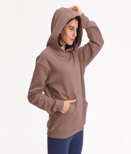 L27 outono inverno com capuz lazer ao ar livre hoodies camisola roupas de ginástica feminino solto grosso yoga topos correndo fitness exercício casaco sw4786552