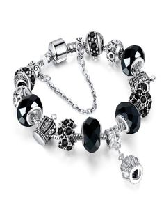 3mm silverarmband Rhinestone Crown Pendant med diamanter och pärlor som är lämpliga för modeflickor eleganta armband och utsökta 3320931