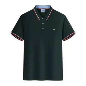 Summer Casual Polos Men Shirt Slim Fit krótkie rękaw 65%bawełniane haft harmontu oddychające miękkie koszule Blaine 240122
